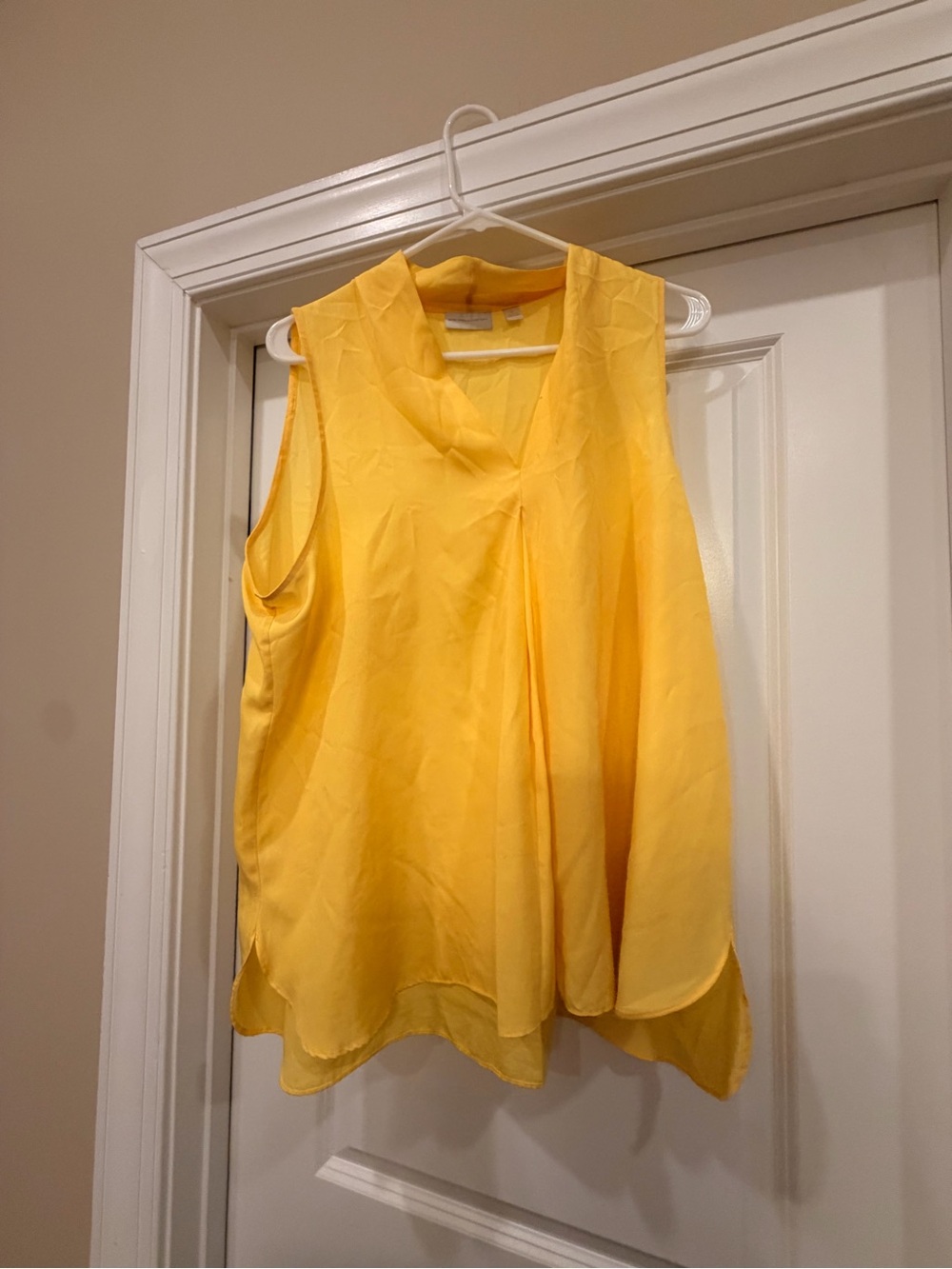 Sleeveless Yellow V-Neck Women's Blouse